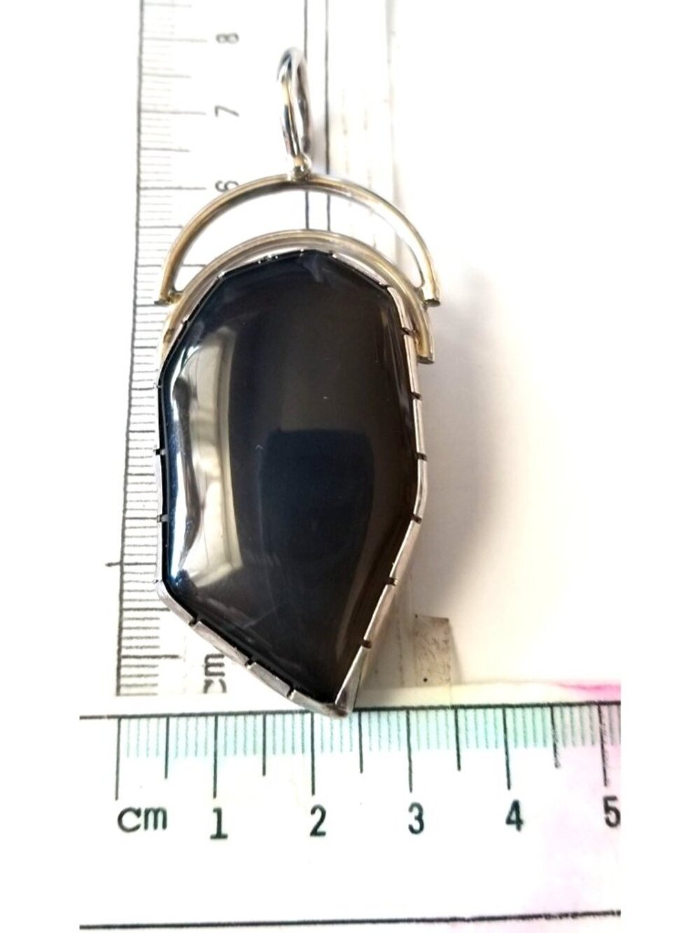 Pendant Dark Lapis 925 Silver 27.8 gr 139 Ct 1.5 cm loop 7 cm